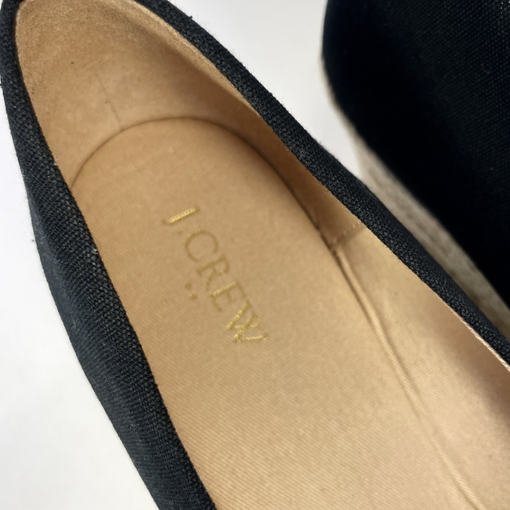 J.Crew AL003 Black Canvas Espadrille Wedge Heels Womens 11 NWT - Picture 7 of 9